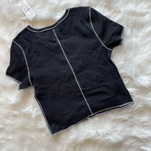 Black crop top with white lining
